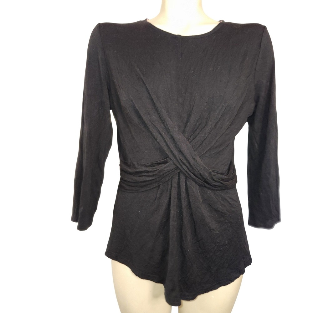 Juicy Couture Black Twist Front Long Sleeve Top Crew Neck Size M Y2K retro 90s